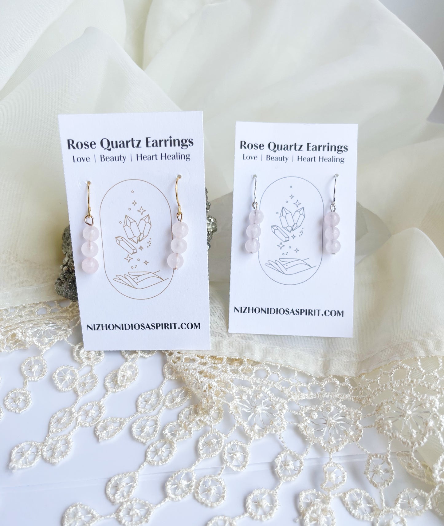 Rose Quartz Crystal Earrings