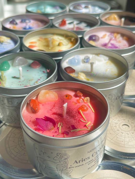 Astrology Zodiac Sign Crystal Candles Nizhoni Diosa Spirit