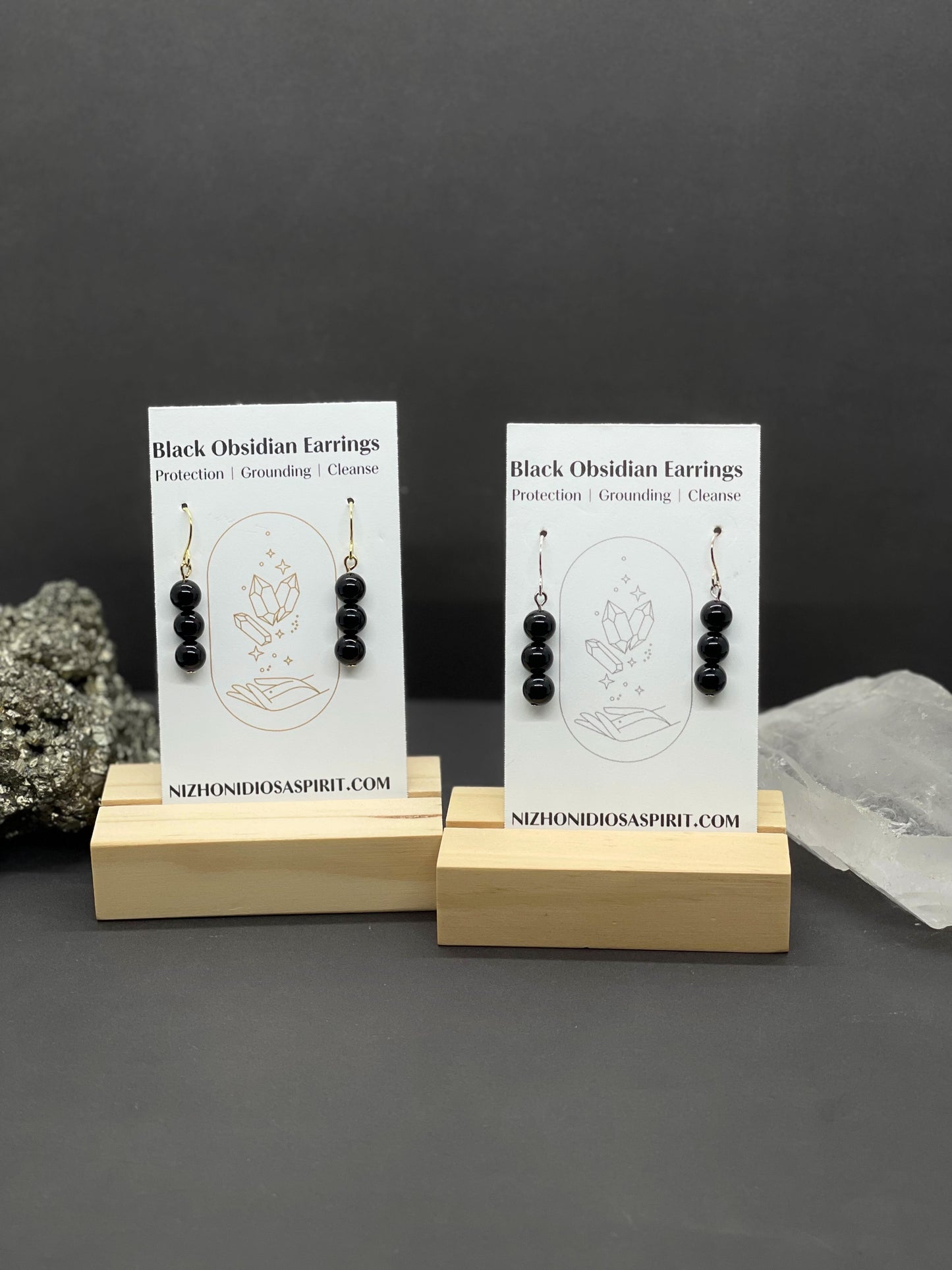 Black Obsidian Crystal Earrings