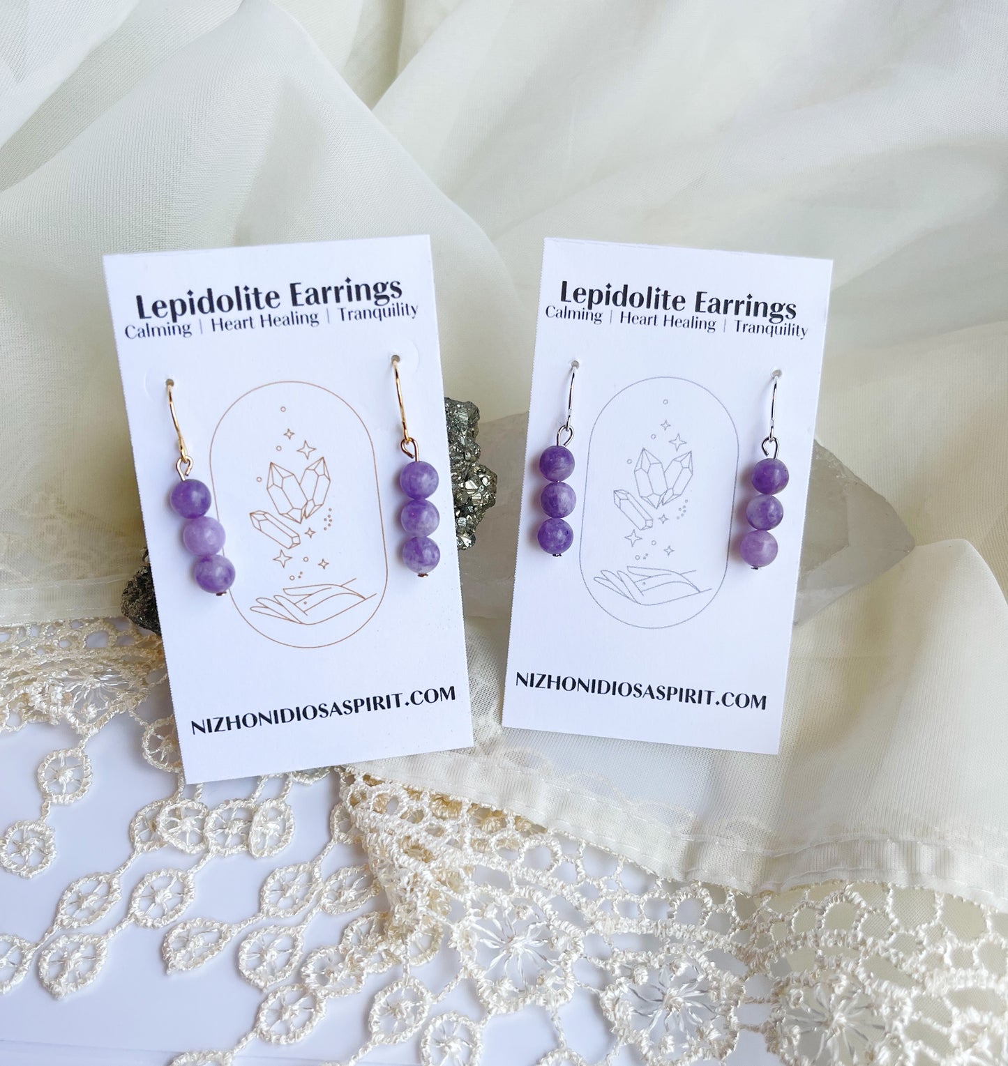 Lepidolite Crystal Earrings