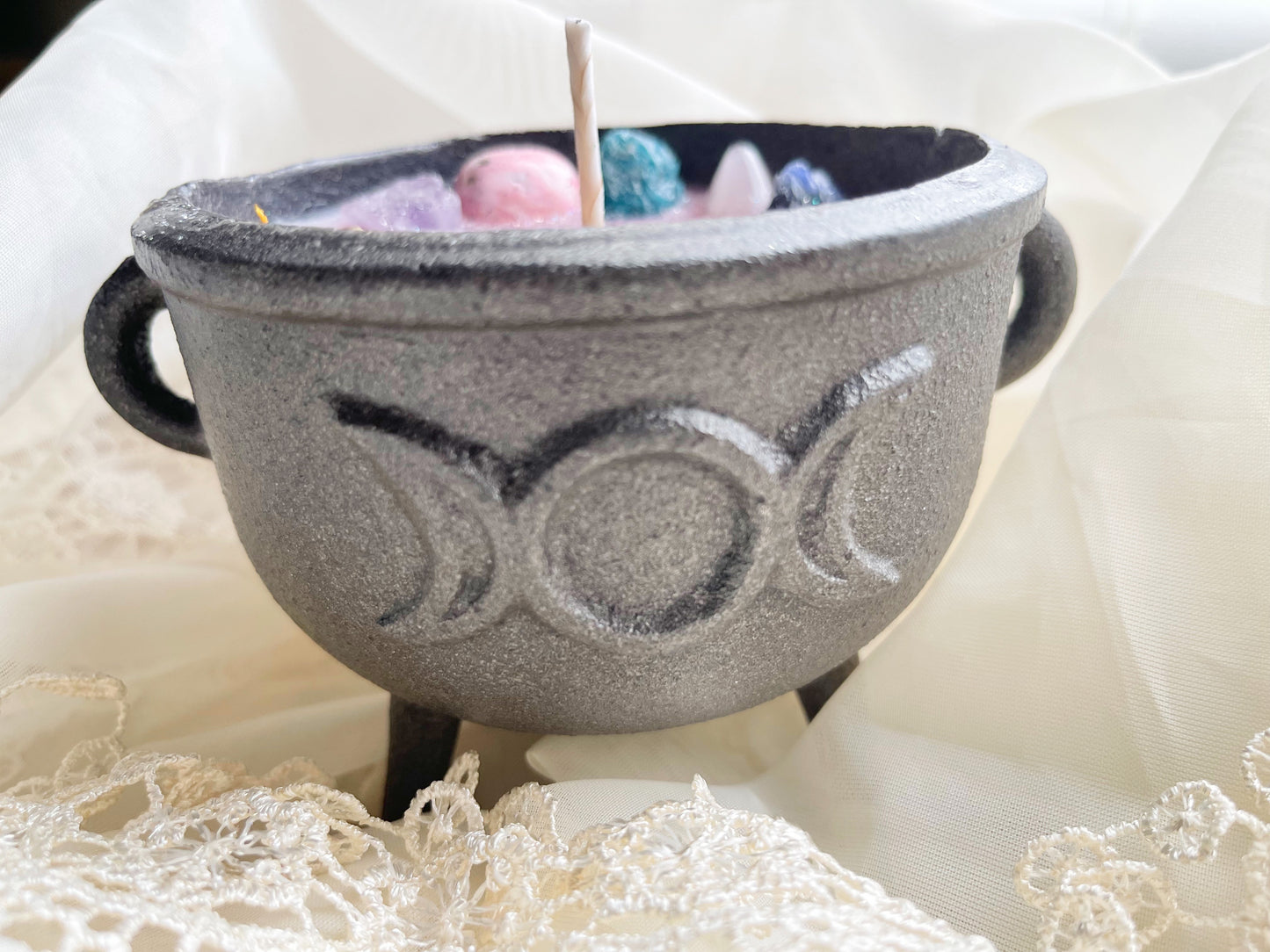 Goddess Brew Cauldron Crystal Candle