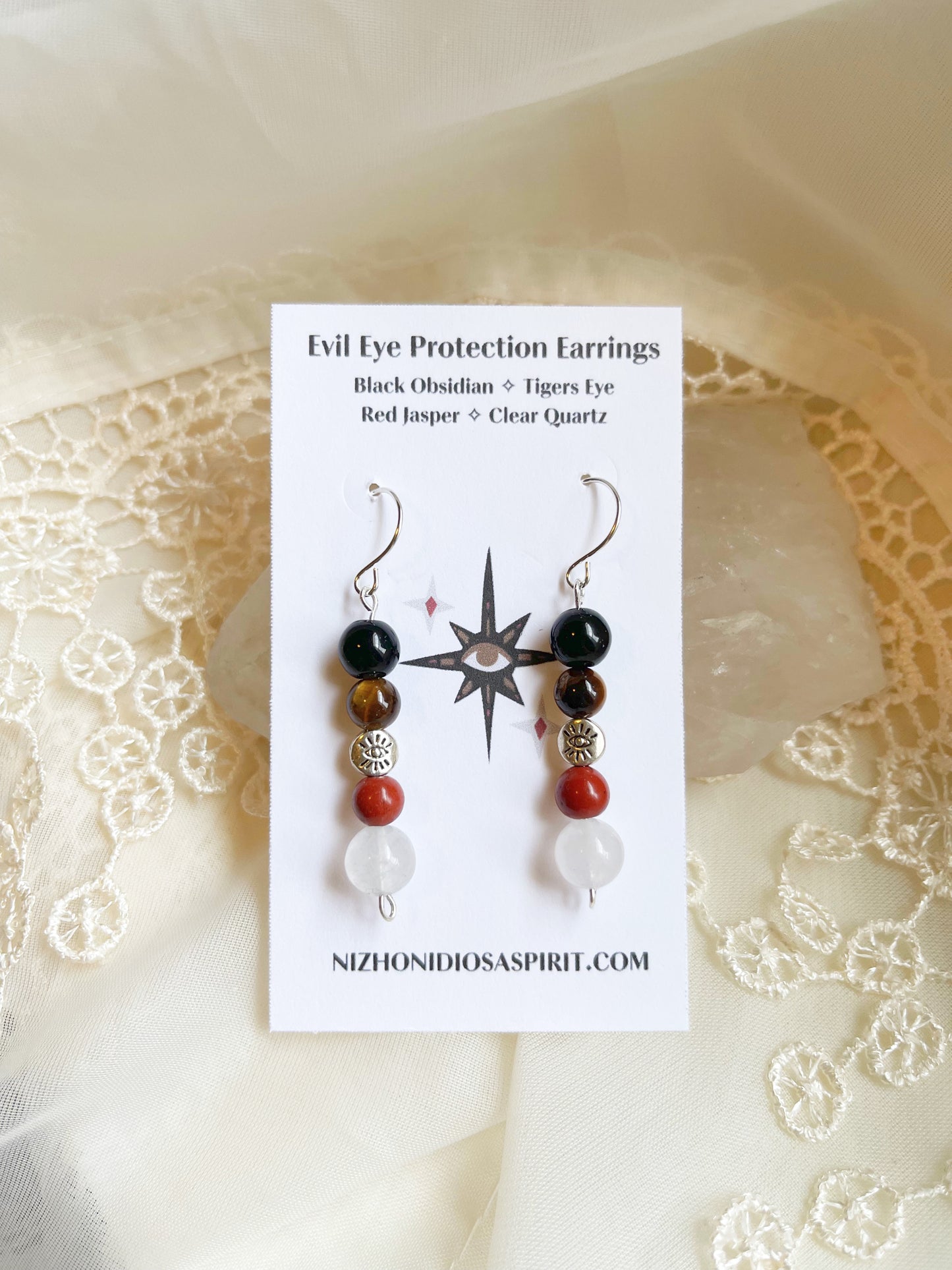 Evil Eye Protection Crystal Earrings