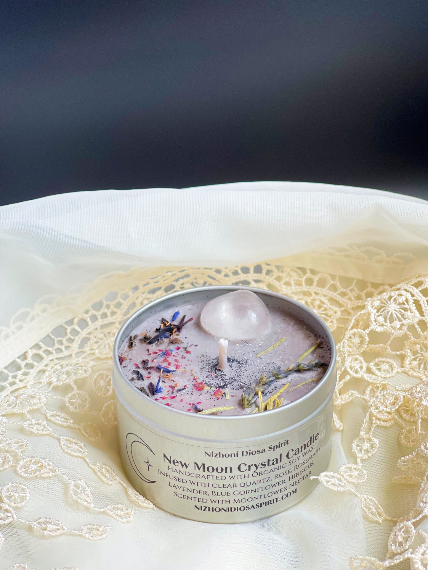 New Moon Crystal Candle