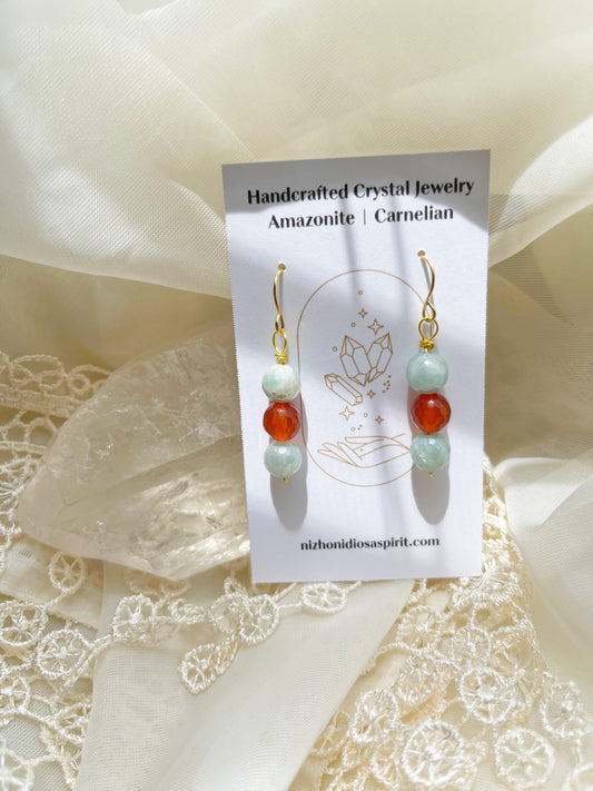 Amazonite & Carnelian Earrings