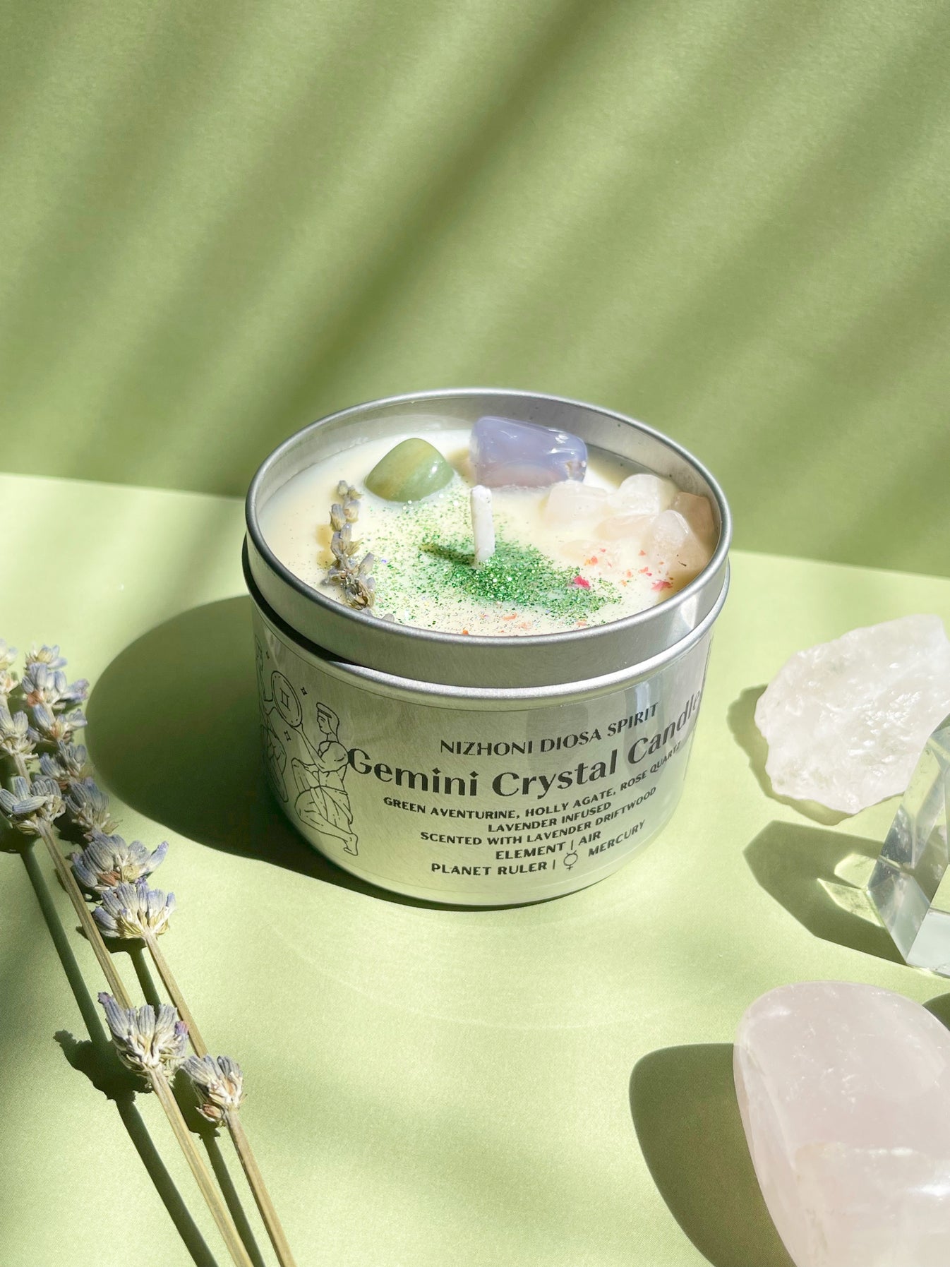 Gemini Crystal Candle Zodiac Crystal Candle Astrology Crystal